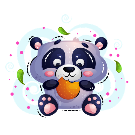 Panda eat cookie  Illustration