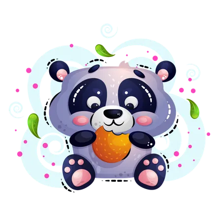 Panda eat cookie  Illustration