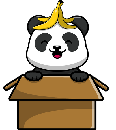 Panda en caja  Ilustración