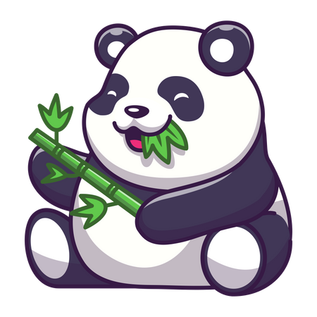 Panda fofo comendo folha  Ilustração