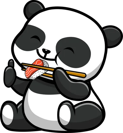 Panda fofo come sushi  Ilustração