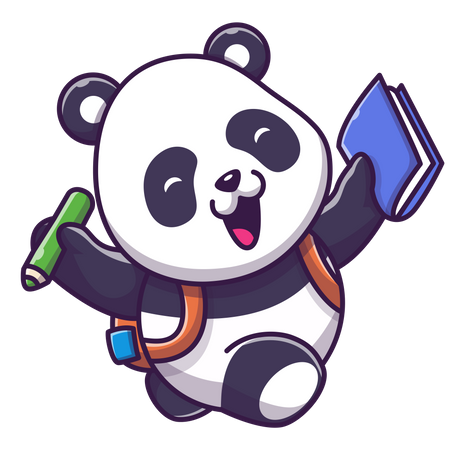 Panda fofo indo para a escola  Ilustração
