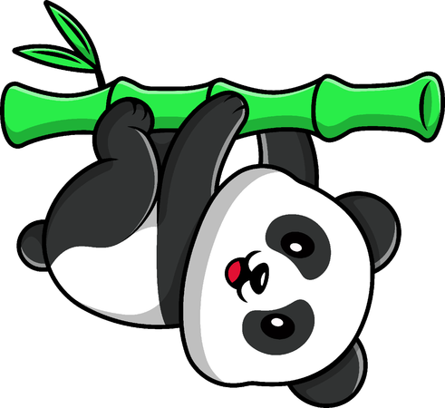 Panda Hanging Bamboo  イラスト
