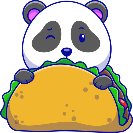 Panda Hiding In A Taco  Illustration