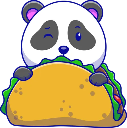 Panda Hiding In A Taco  Illustration