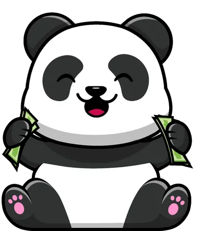 Panda segurando dinheiro  Ilustração