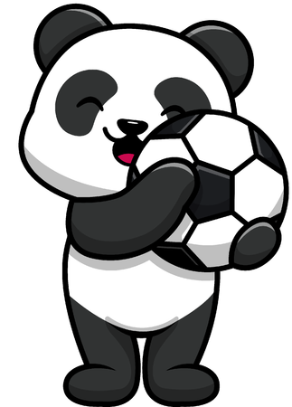 Panda Holding Soccer Ball  Illustration