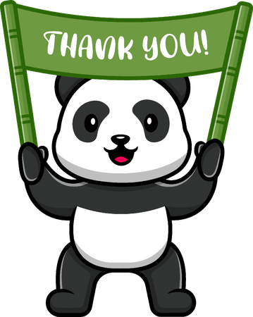 Panda Holding Thank You Banner  Illustration