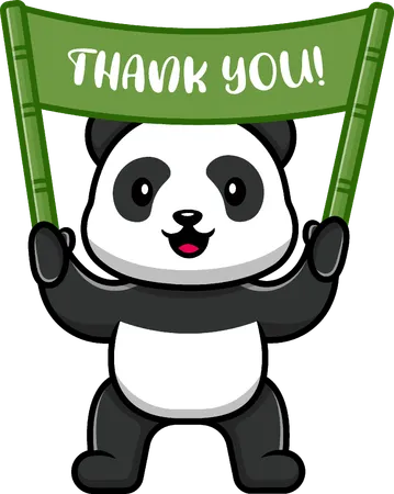 Panda Holding Thank You Banner  일러스트레이션