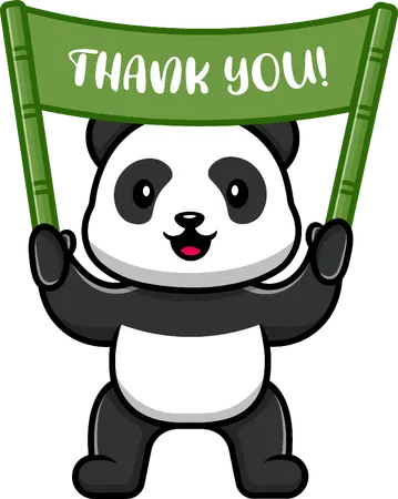 Panda Holding Thank You Banner  Illustration