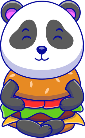 Panda im Burgerkostüm  Illustration