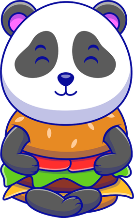 Panda In A Burger Costume  Illustration