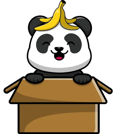 Panda In Box  Illustration