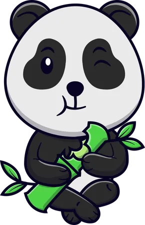 Panda, der Bambus isst  Illustration
