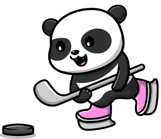 Panda jogando hóquei  Ilustração