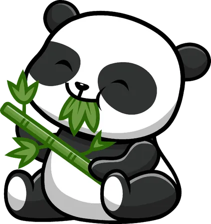 Panda mangeant du bambou  Illustration