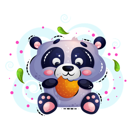 Panda mange un biscuit  Illustration