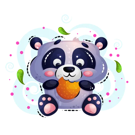 Panda mange un biscuit  Illustration