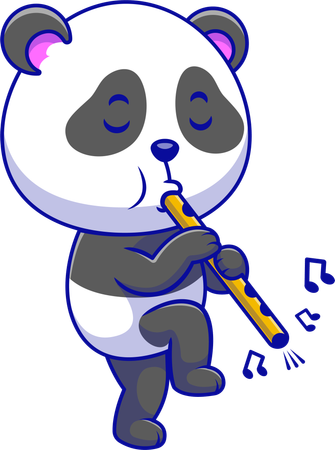 Panda Playing Flute  Illustration