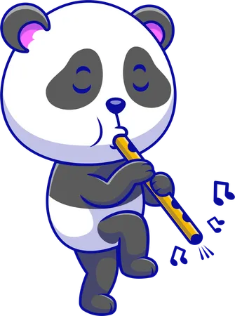 Panda Playing Flute  Illustration