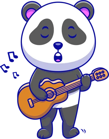 Panda Playing Guitar  Illustration