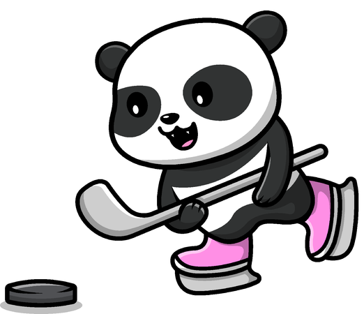 Panda Playing Hockey  Illustration