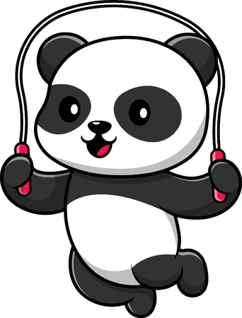 Panda Playing Jump Rope  일러스트레이션