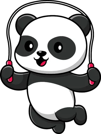 Panda Playing Jump Rope  Illustration