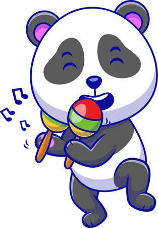 Panda Playing Maracas  Illustration