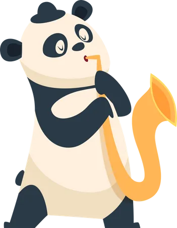 Panda playing trumpet Illustration