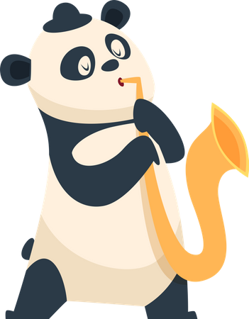 Panda playing trumpet  Illustration