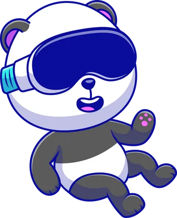 Panda portant des lunettes VR flottant  Illustration