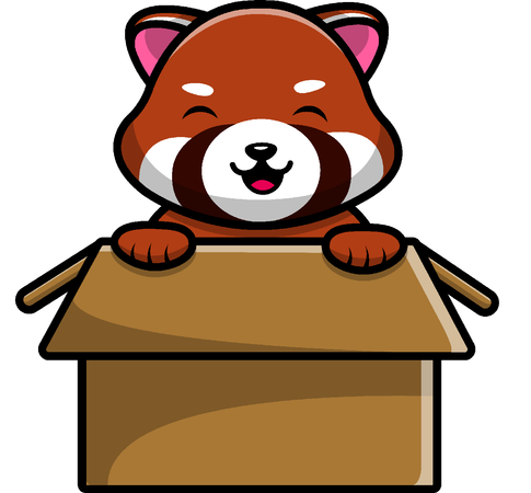 Panda rojo en caja  Ilustración