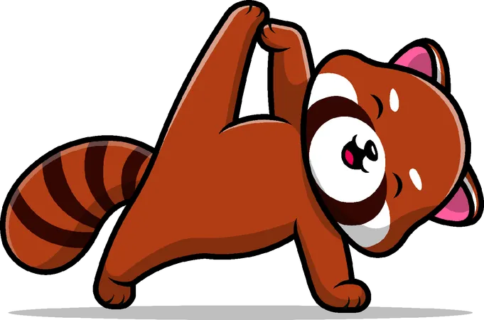 Yoga panda rojo  Ilustración