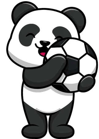 Panda segurando uma bola de futebol  Ilustração