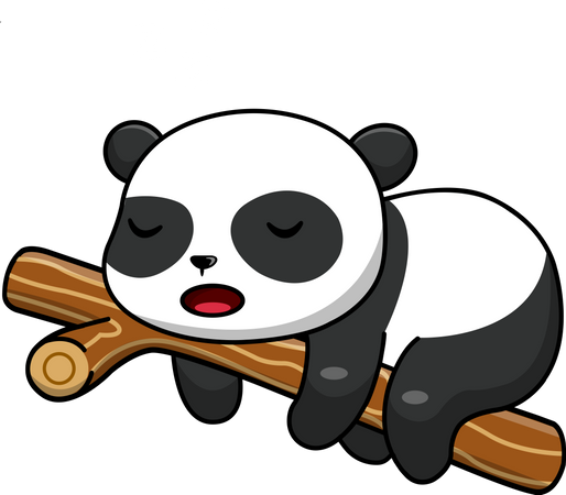 Panda Sleeping on Tree Illustration