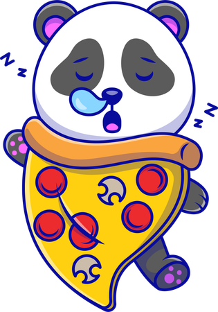 Panda Sleeping With Pizza Slice Blanket  Illustration