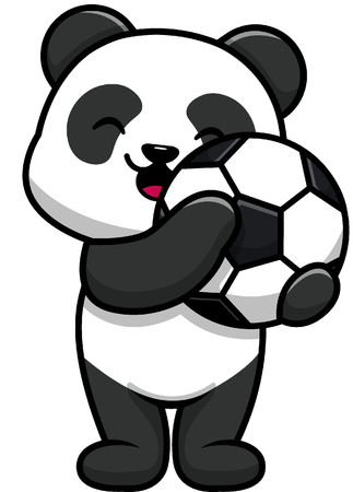 Panda tenant un ballon de football  Illustration