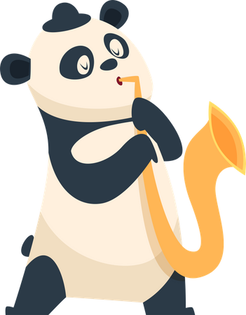 Panda tocando la trompeta  Ilustración