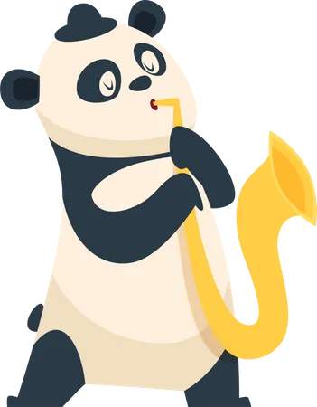 Panda tocando trompete  Ilustração