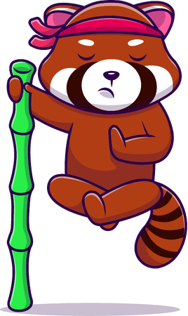 Panda Vermelho fazendo meditação Kungfu  Ilustração