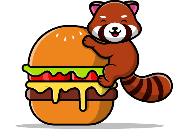 Panda Vermelho no Hambúrguer  Ilustração