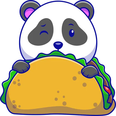 Panda versteckt sich in einem Taco  Illustration