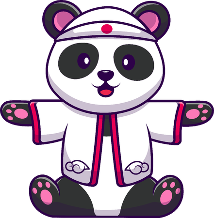 Panda vestindo fantasia japonesa  Ilustração