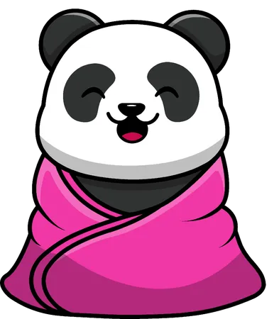Panda Wearing Blanket  Illustration