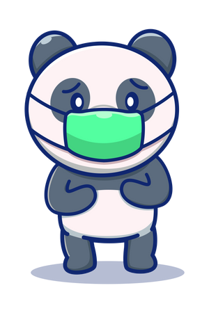 Panda Wearing face mask Illustration