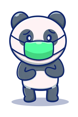 Panda Wearing face mask  Illustration