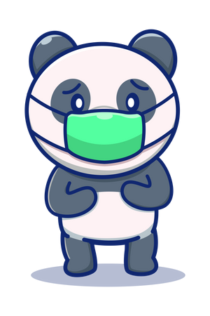 Panda Wearing face mask  Illustration