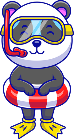 Panda Wearing Summer Costume  Illustration