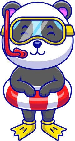 Panda Wearing Summer Costume  Illustration